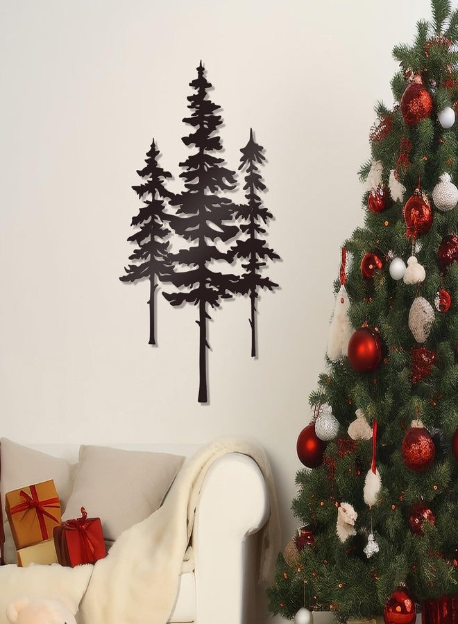 Bnesi Metal Wall Art Pine Tree Wall Decor Nature Cedar Trees Metal Home Wall Art Sign Wall Decorations for Living Room Bedroom Home Forest Decor Gift for Nature Lover (Black) - Image 4